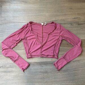 Urban Outfitters Pink Long Sleeve Crop Top